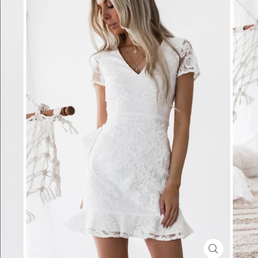White lace mini dress
